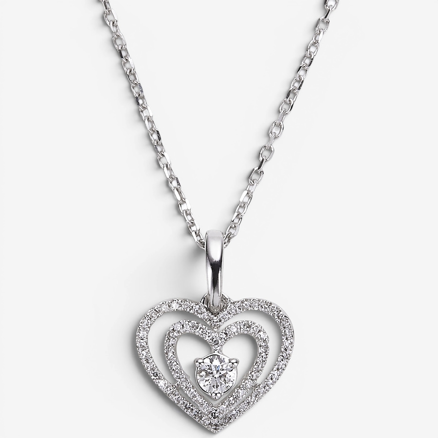 Image 130301_P25CT.jpg, Product 130-301 / Price $799.99 - $1,099.99, 10K White Gold Double Heart Diamond Pendant with Chain from Diamond Show on TSC.ca's Jewellery department