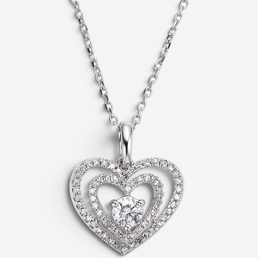 Image 130301_P50CT.jpg, Product 130-301 / Price $799.99 - $1,099.99, 10K White Gold Double Heart Diamond Pendant with Chain from Diamond Show on TSC.ca's Jewellery department