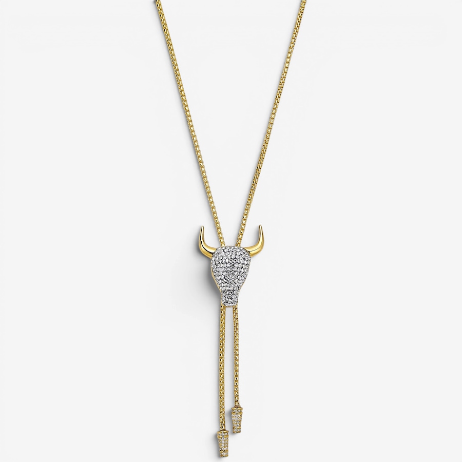 Image 130373.jpg, Product 130-373 / Price $399.99, Hillberg & Berk Sterling Silver/14K Gold Vermeil Longhorn Sparkle Cowgirl Bolo Tie Necklace from Hillberg & Berk Jewellery on TSC.ca's Jewellery department