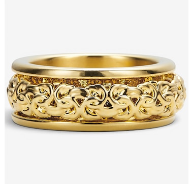 Soave Oro 14K Yellow Gold Resin Filled Byzantine Spinner Ring