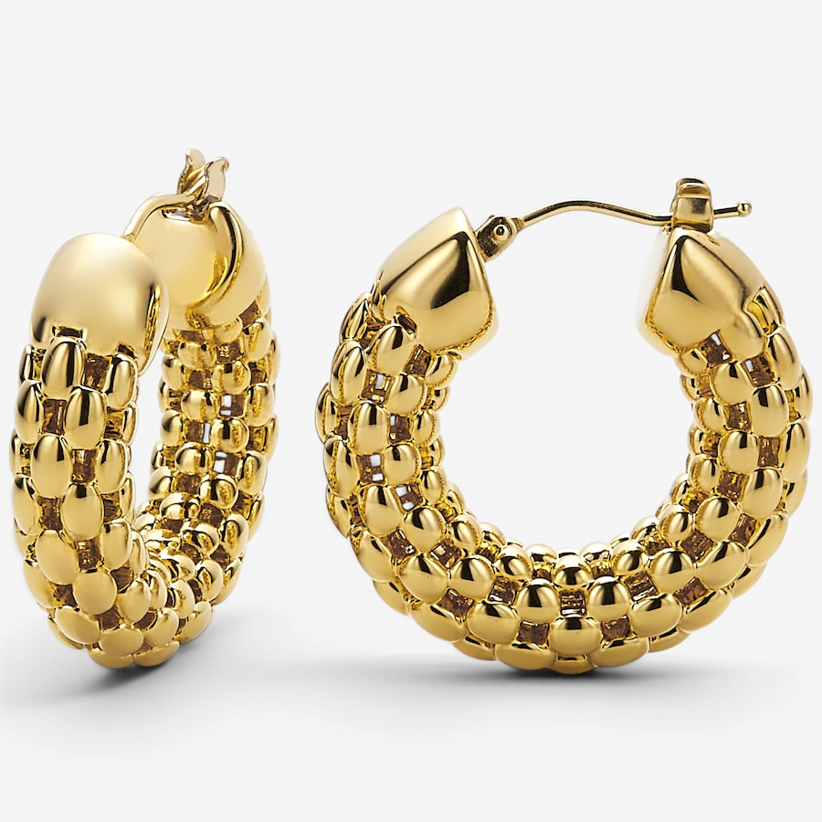Image 130383.jpg, Product 130-383 / Price $389.99, Soave Oro 14K Yellow Gold Resin Filled Link Design Hoop Earrings from Soave Oro on TSC.ca's Jewellery department