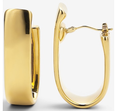 Soave Oro 14K Yellow Gold Resin Filled High Polished Hoop Earrings