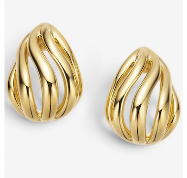 Soave Oro 14K Yellow Gold Resin Filled Ribbed Earrings