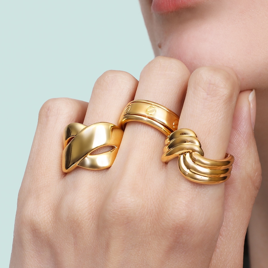 Image 130395_ALTMORE100.jpg, Product 130-395 / Price $239.99, Soave Oro 14K Yellow Gold Resin Filled Crossover Ring from Soave Oro on TSC.ca's Jewellery department