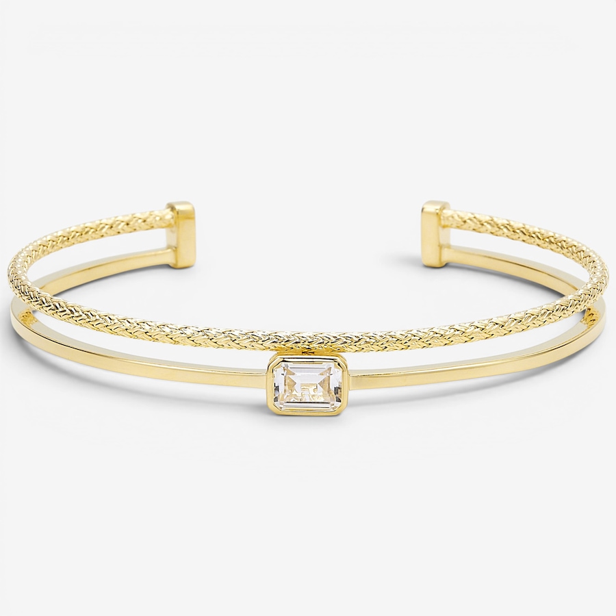 Image 130400.jpg, Product 130-400 / Price $400.00, Charles Garnier Sterling Silver Yellow Gold Plate Created White Sapphire Double Row Open Cuff from Charles Garnier on TSC.ca's Jewellery department
