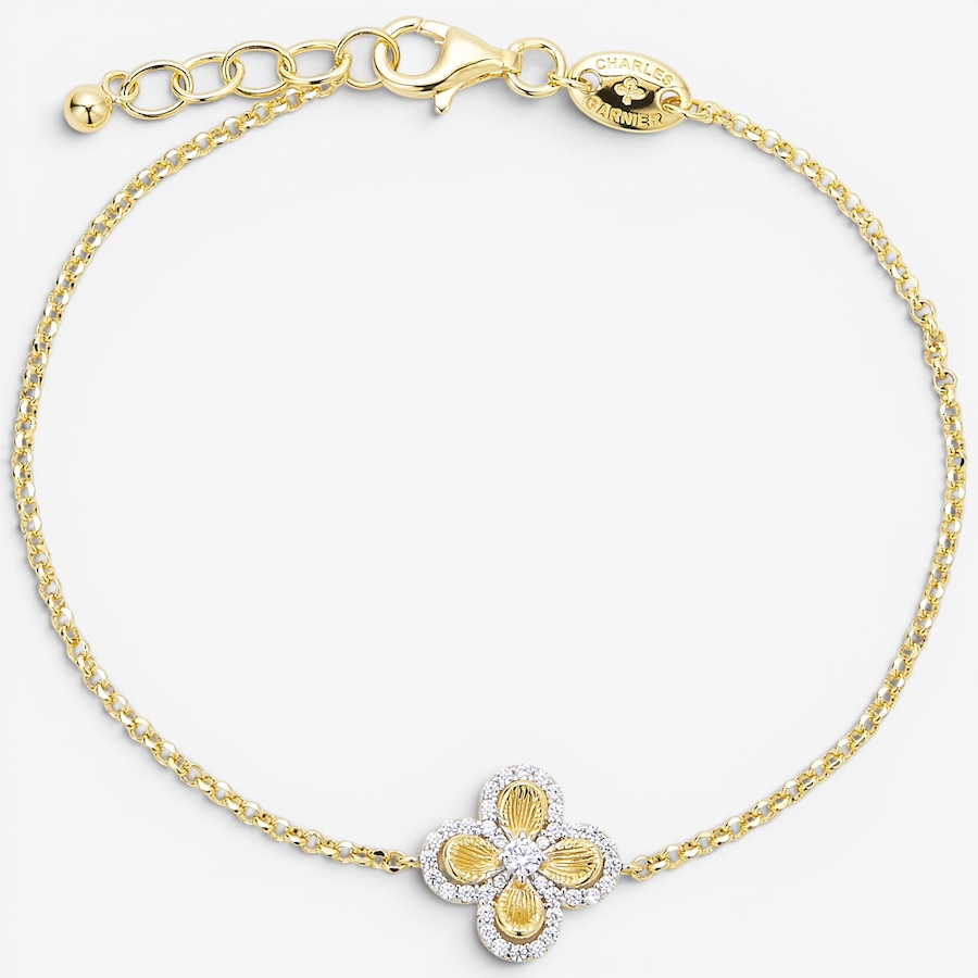 Image 130409.jpg, Product 130-409 / Price $150.00, Charles Garnier Sterling Silver Two Tone Cubic Zirconia Clover Bracelet from Charles Garnier on TSC.ca's Jewellery department