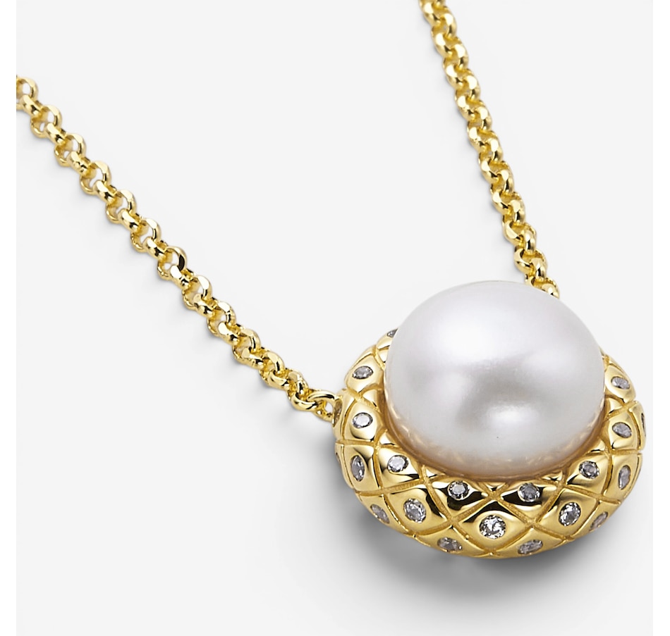 Image 130412_ALTMORE3.jpg, Product 130-412 / Price $199.99, Charles Garnier Sterling Silver Yellow Gold Plate 9.5-10mm White Pearl And Cubic Zirconia from Charles Garnier on TSC.ca's Jewellery department