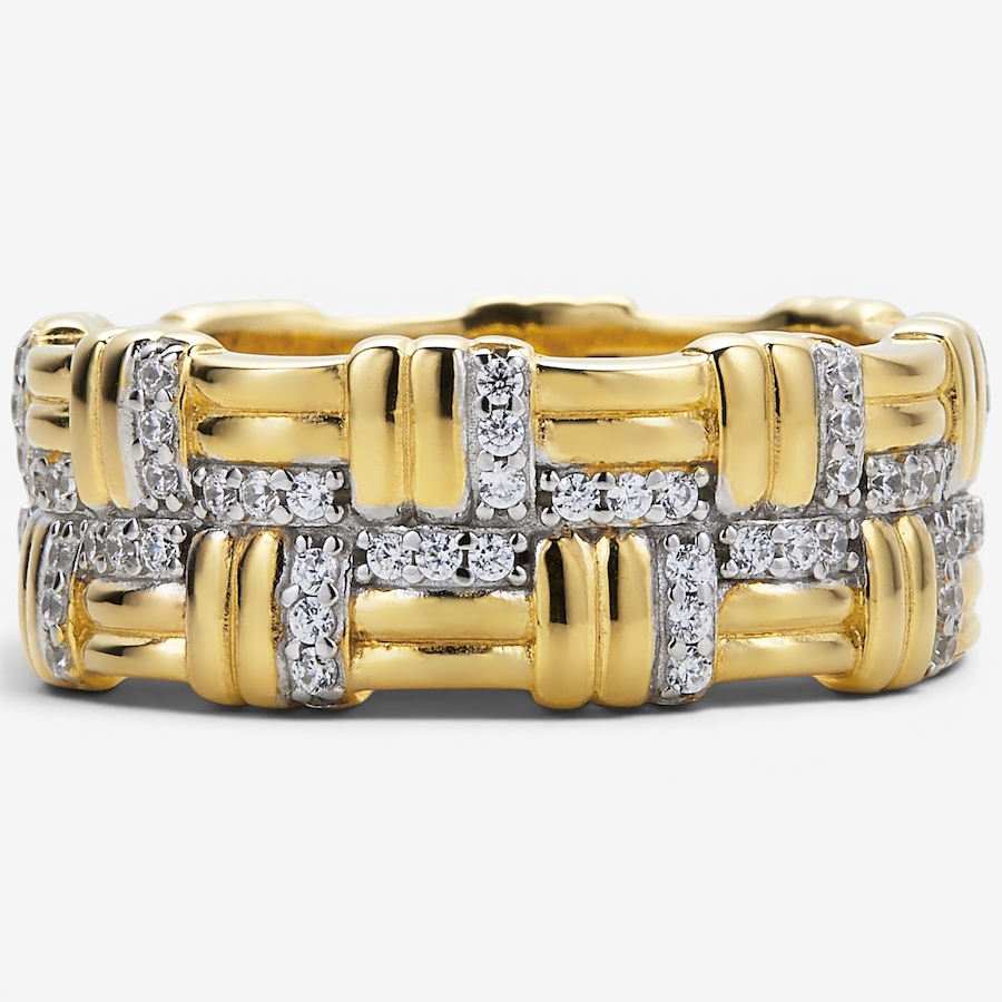 Image 130415.jpg, Product 130-415 / Price $230.00, Charles Garnier Sterling Silver Two Tone Square Cubic Zirconia Pattered Ring from Charles Garnier on TSC.ca's Jewellery department
