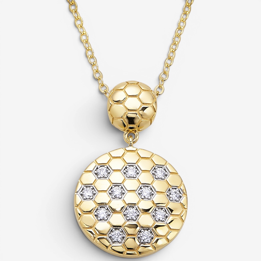 Image 130416.jpg, Product 130-416 / Price $320.00, Charles Garnier Sterling Silver Two Tone Round Quilt Pattern Cubic Zirconia With Chain from Charles Garnier on TSC.ca's Jewellery department