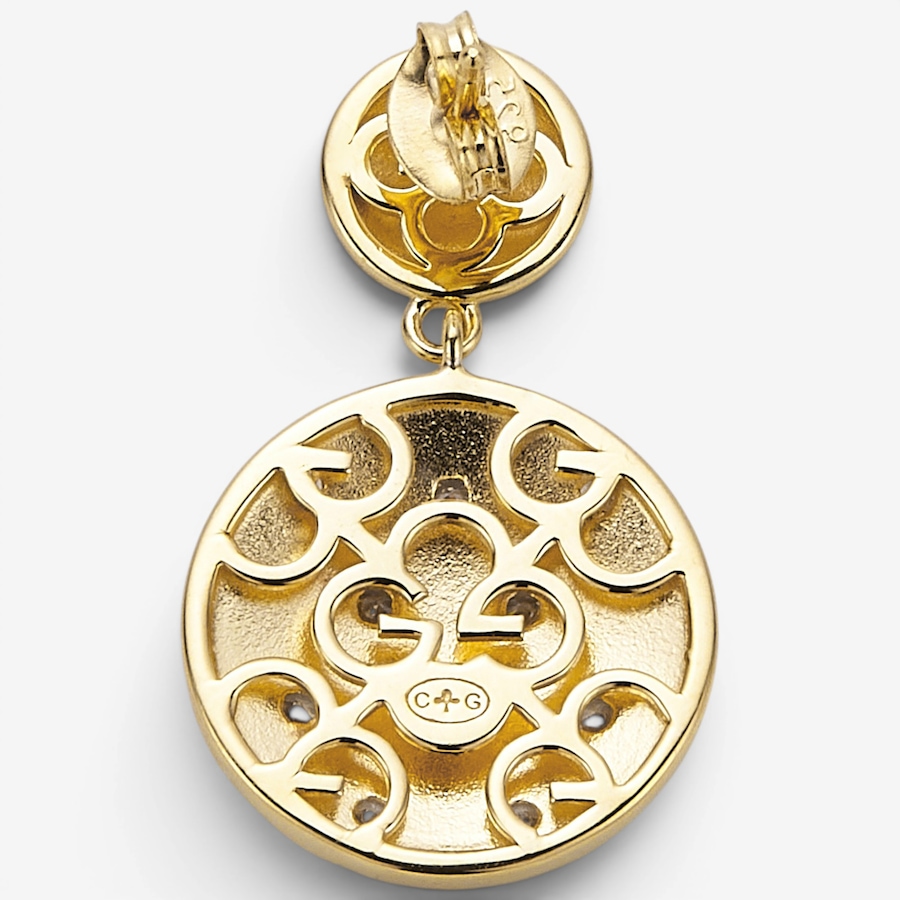 Image 130418_ALTMORE1.jpg, Product 130-418 / Price $300.00, Charles Garnier Sterling Silver Two Tone Round Quilt Pattern Cubic Zirconia Drop Earrings from Charles Garnier on TSC.ca's Jewellery department