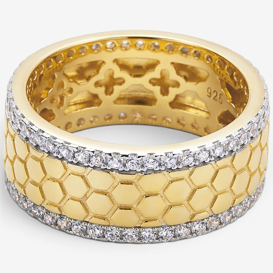 Image 130419_ALTMORE1.jpg, Product 130-419 / Price $250.00, Charles Garnier Sterling Silver Two Tone Round Quilt Pattern Cubic Zirconia Band from Charles Garnier on TSC.ca's Jewellery department