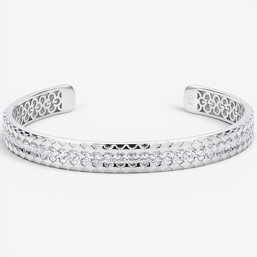 Image 130420.jpg, Product 130-420 / Price $550.00, Charles Garnier Sterling Silver/Rhodium Plate Tripple Row Clover Pattern Open Cuff Bangle from Charles Garnier on TSC.ca's Jewellery department
