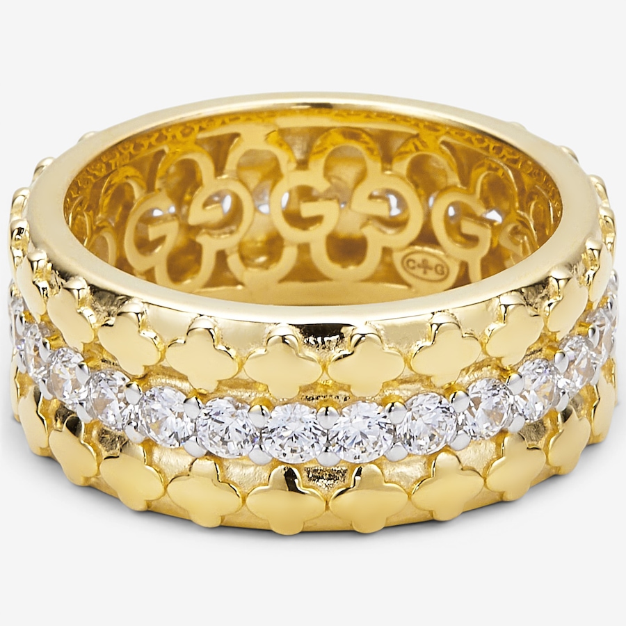 Image 130421_ALTMORE1.jpg, Product 130-421 / Price $220.00,  Charles Garnier Sterling Silver Row Clover Pattern Cubic Zirconia Band from Charles Garnier on TSC.ca's Jewellery department
