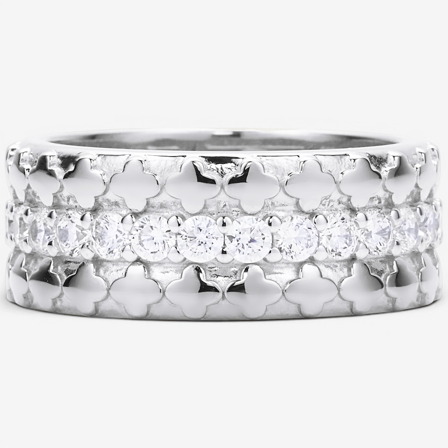 Image 130421_RHOP.jpg, Product 130-421 / Price $220.00,  Charles Garnier Sterling Silver Row Clover Pattern Cubic Zirconia Band from Charles Garnier on TSC.ca's Jewellery department