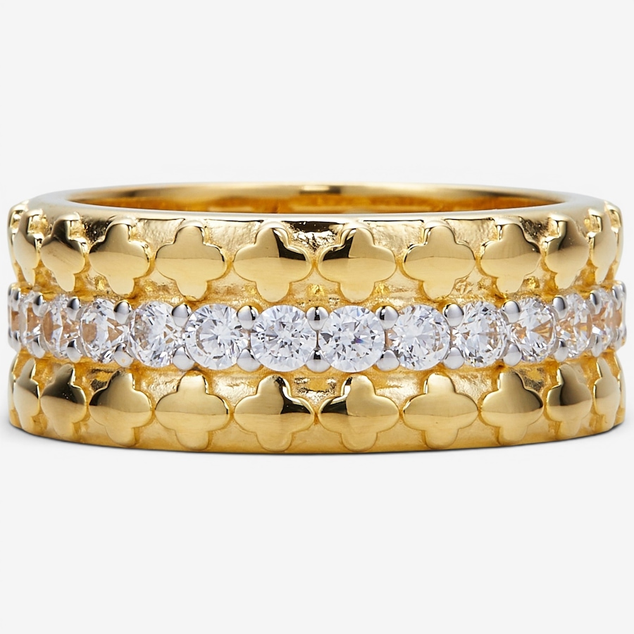 Image 130421_YGP.jpg, Product 130-421 / Price $220.00,  Charles Garnier Sterling Silver Row Clover Pattern Cubic Zirconia Band from Charles Garnier on TSC.ca's Jewellery department