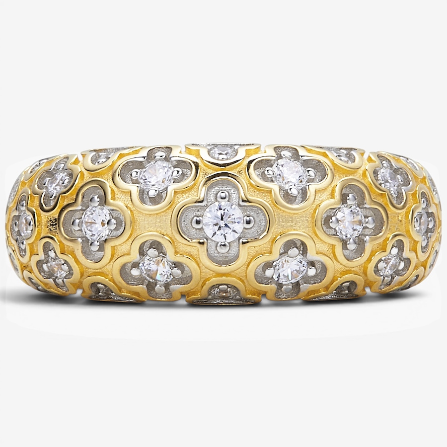 Image 130425.jpg, Product 130-425 / Price $220.00, Charles Garnier Sterling Silver Two Tone Cubic Zirconia Clover Motif Ring from Charles Garnier on TSC.ca's Jewellery department