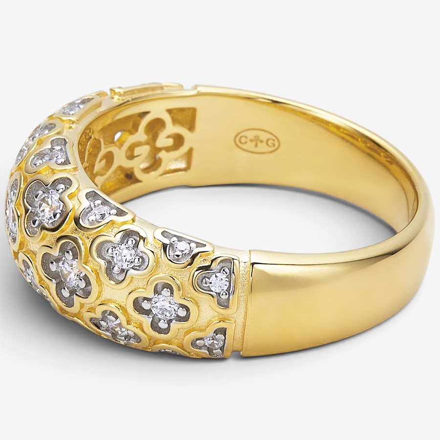 Image 130425_ALTMORE1.jpg, Product 130-425 / Price $220.00, Charles Garnier Sterling Silver Two Tone Cubic Zirconia Clover Motif Ring from Charles Garnier on TSC.ca's Jewellery department