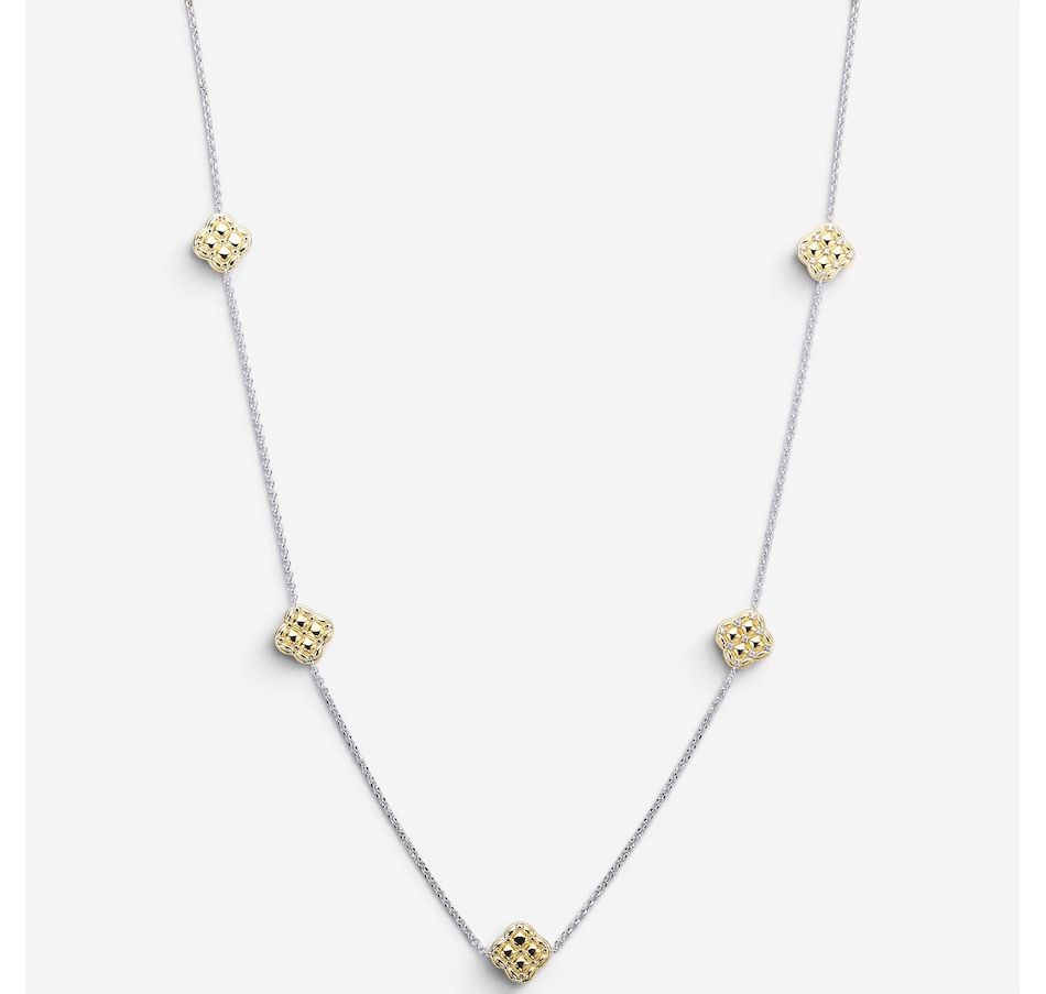 Image 130429.jpg, Product 130-429 / Price $400.00, Charles Garnier Sterling Silver Two Tone Cubic Zirconia Clover And Quilt Station Necklace from Charles Garnier on TSC.ca's Jewellery department