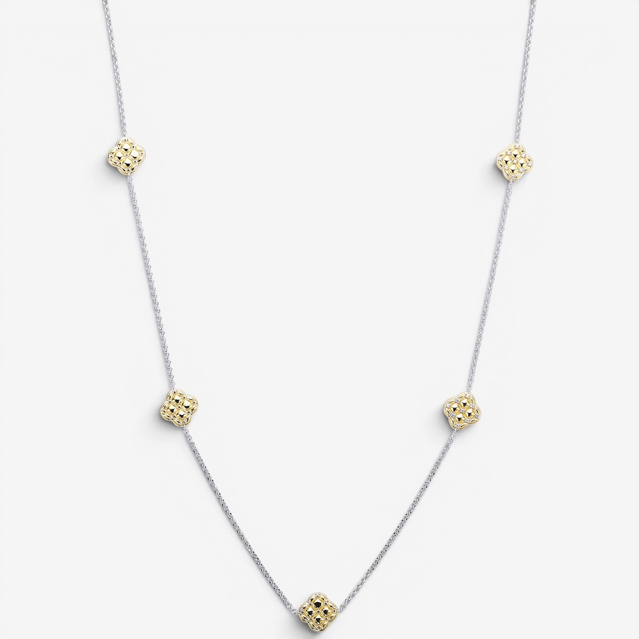 Image 130429.jpg, Product 130-429 / Price $400.00, Charles Garnier Sterling Silver Two Tone Cubic Zirconia Clover And Quilt Station Necklace from Charles Garnier on TSC.ca's Jewellery department