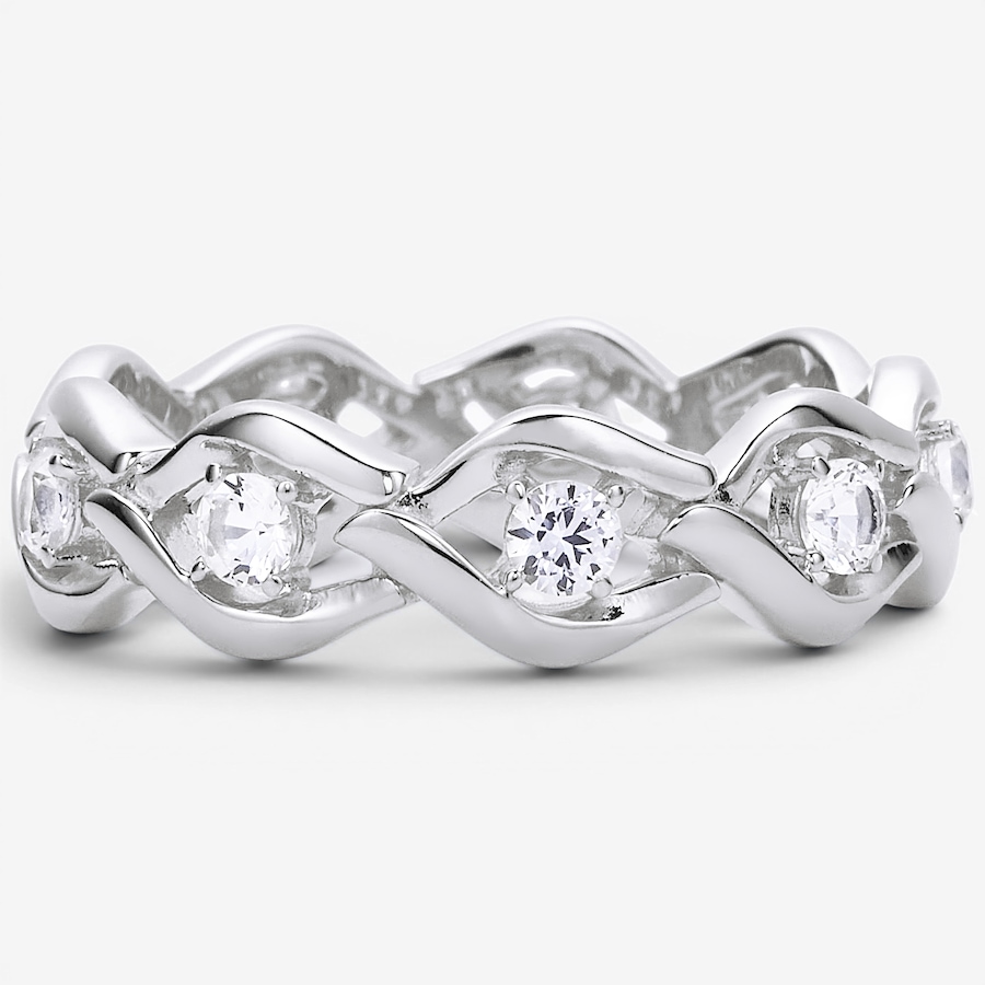 Image 130432_RHOP.jpg, Product 130-432 / Price $140.00, Charles Garnier Sterling Silver Yellow Gold Plate Created White Sapphire Wavy Link Ring from Charles Garnier on TSC.ca's Jewellery department