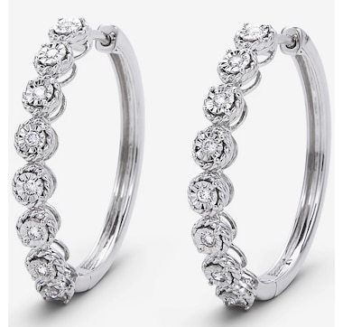  Colours Of Diamonds Sterling Silver 0.25 ctw Diamond Hoop Earrings