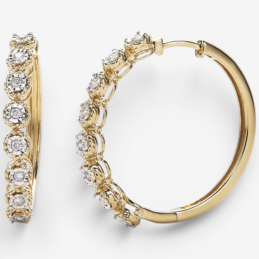 Image 130436_YGP.jpg, Product 130-436 / Price $189.99, Colours Of Diamonds Sterling Silver 0.25 ctw Diamond Hoop Earrings from Colours of Diamonds on TSC.ca's Jewellery department
