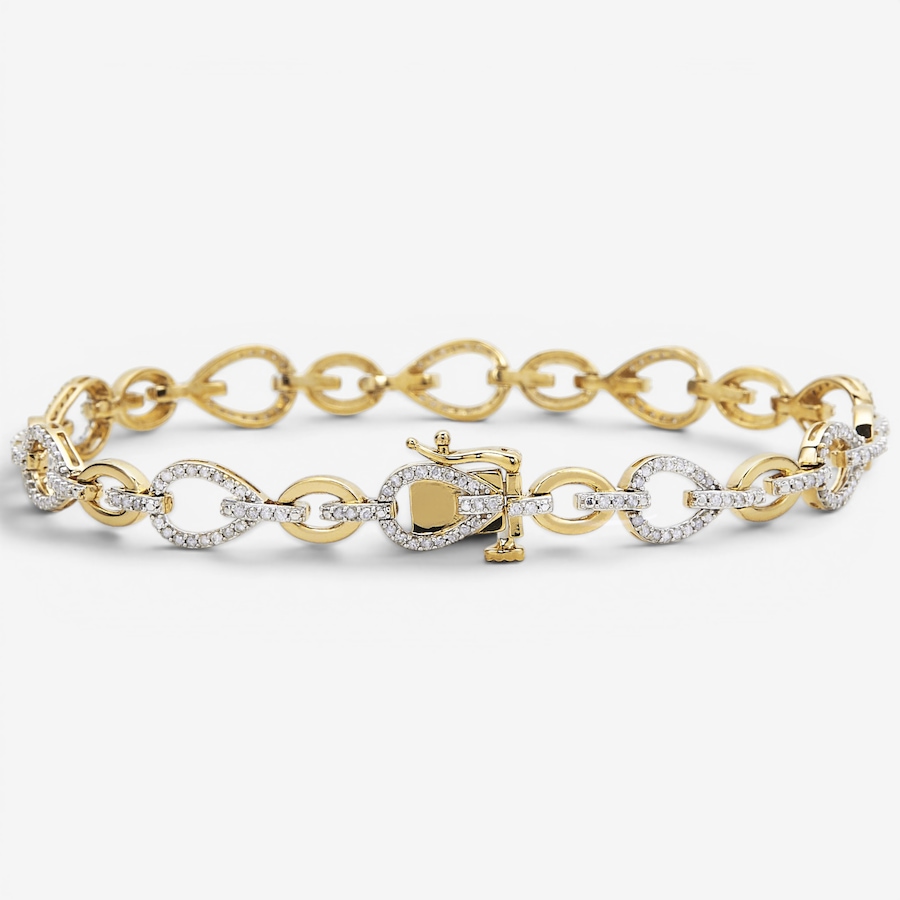 Image 130441_ALTMORE1.jpg, Product 130-441 / Price $399.99, Colours Of Diamonds Sterling Silver/Yellow Gold Plate 1.00 ctw White Diamond Bracelet from Colours of Diamonds on TSC.ca's Jewellery department