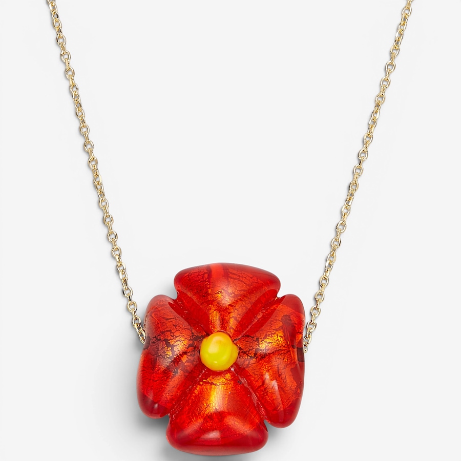 Image 130464_RED.jpg, Product 130-464 / Price $89.99, Il Murano Di Francesca Sterling Silver/18K Yellow Gold Plate Murano Glass Flower Necklace from Il Murano Di Francesca on TSC.ca's Jewellery department