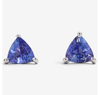 14K Gold 5MM Trillion Shape Tanzanite Stud Earrings
