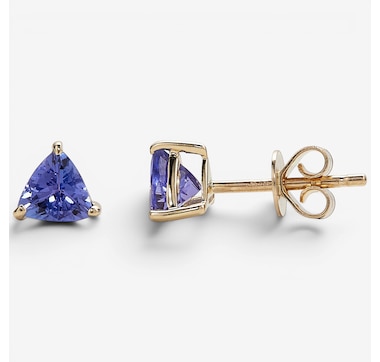 14K Gold 5MM Trillion Shape Tanzanite Stud Earrings