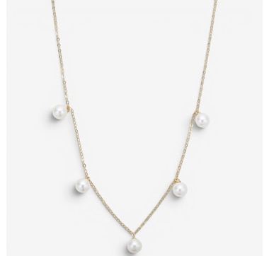 TruGold 10K Yellow Gold Floating Freshwater Pearl Necklace