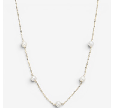 TruGold 10K Yellow Gold Floating Freshwater Station Pearl Necklace