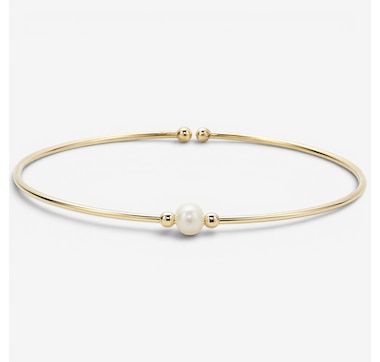  TruGold 10K Yellow Gold Bangle With Freshwater Pearl