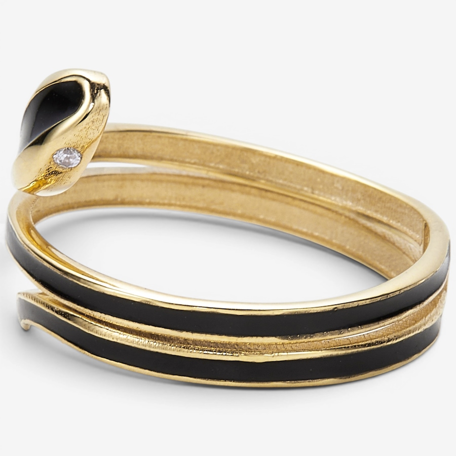 Image 130483_ALTMORE1.jpg, Product 130-483 / Price $659.99, TruGold 10K Yellow Gold Black Enamel Cobra Ring from TruGold on TSC.ca's Jewellery department