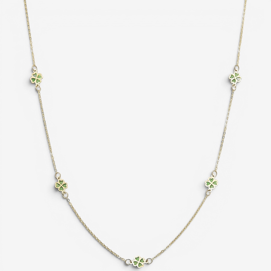 Image 130486.jpg, Product 130-486 / Price $359.99, TruGold 10K Yellow Gold Petite Green Enamel Clover Station Necklace from TruGold on TSC.ca's Jewellery department