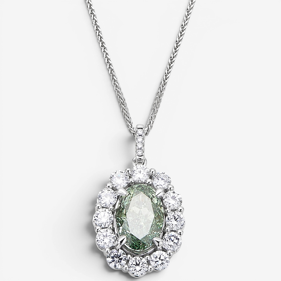 Image 130497.jpg, Product 130-497 / Price $5,999.99, EVERA Diamonds 14K White Gold 3.00 ctw Oval Green and White Diamond Pendant with Chain from Evera Diamonds on TSC.ca's Jewellery department
