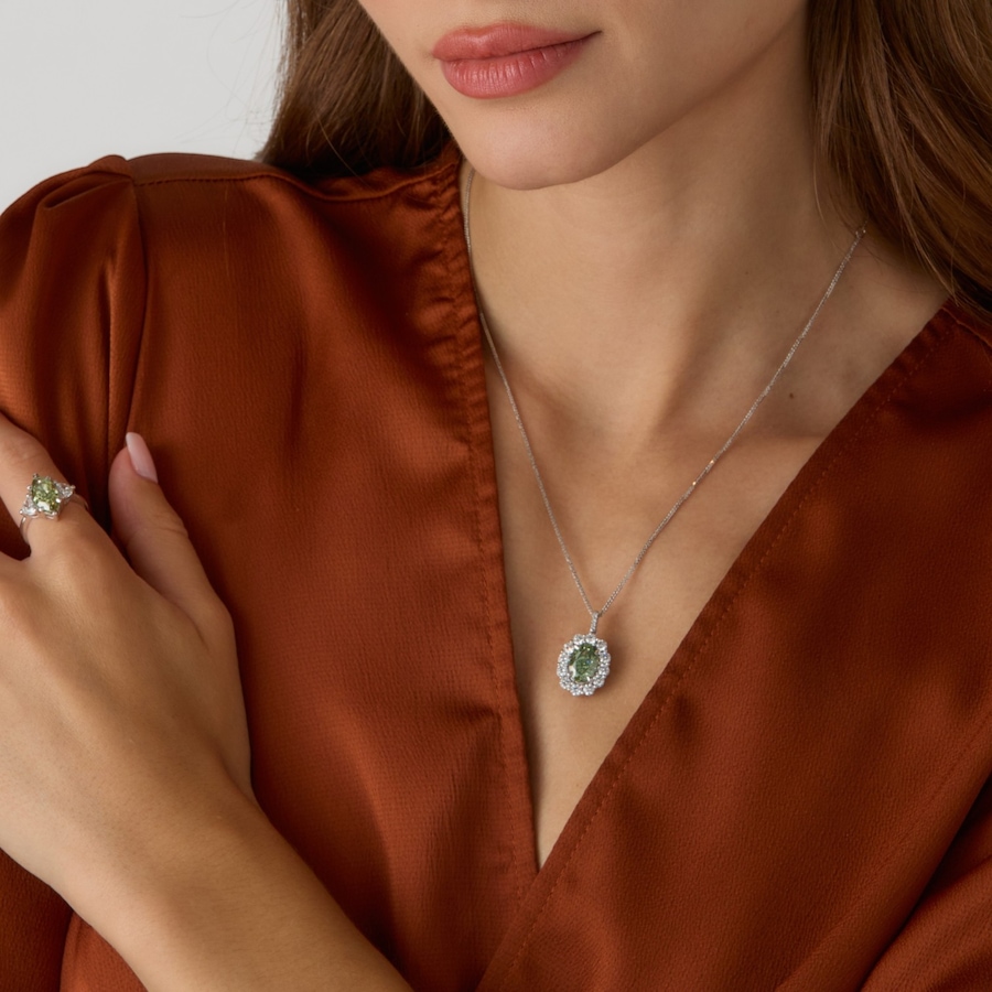 Image 130497_ALTMORE201.jpg, Product 130-497 / Price $6,999.99, EVERA Diamonds 14K White Gold 3.00 ctw Oval Green and White Diamond Pendant with Chain from Evera Diamonds on TSC.ca's Jewellery department