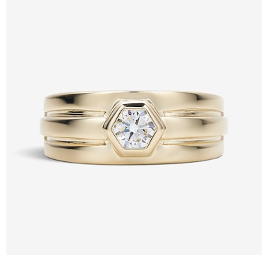 EVERA Diamonds 10K Yellow Gold 0.75 ctw Men's Hexagonal Diamond Ring