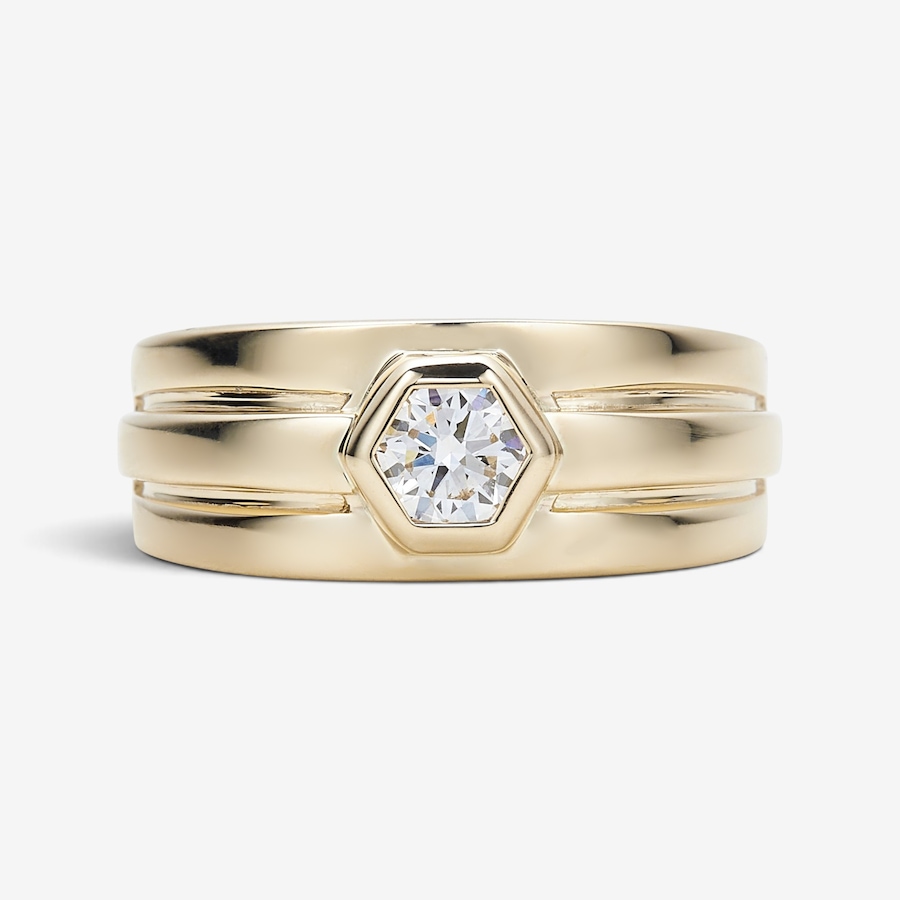 Image 130499.jpg, Product 130-499 / Price $2,599.99, EVERA Diamonds 10K Yellow Gold 0.75 ctw Men's Hexagonal Diamond Ring from Evera Diamonds on TSC.ca's Jewellery department