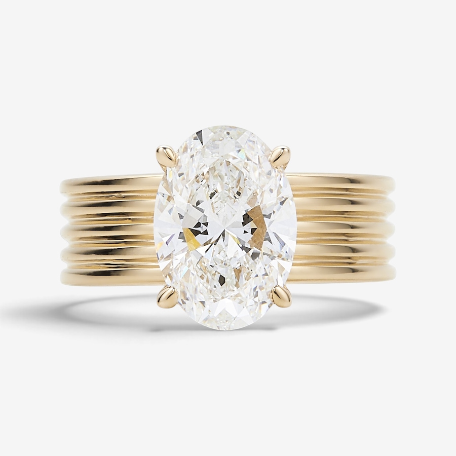 Image 130539.jpg, Product 130-539 / Price $4,799.99, EVERA Diamonds 14K Yellow Gold 3.10 ctw Oval Diamond and Ribbed Shank Ring from Evera Diamonds on TSC.ca's Jewellery department