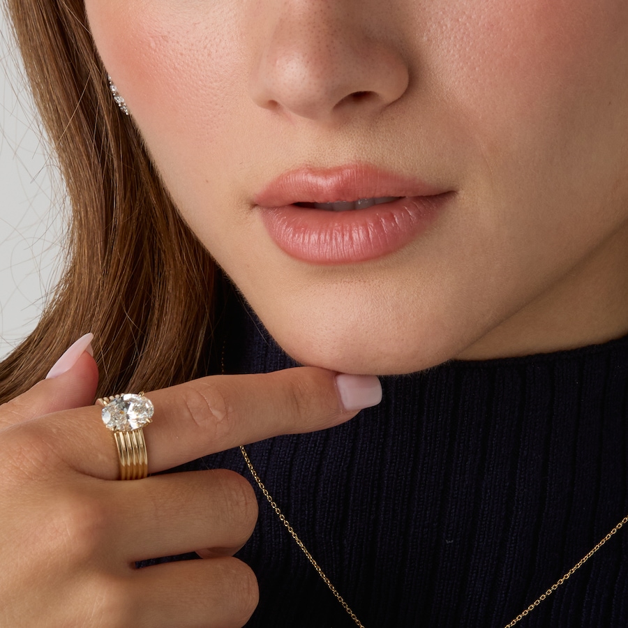 Image 130539_ALTMORE203.jpg, Product 130-539 / Price $4,799.99, EVERA Diamonds 14K Yellow Gold 3.10 ctw Oval Diamond and Ribbed Shank Ring from Evera Diamonds on TSC.ca's Jewellery department