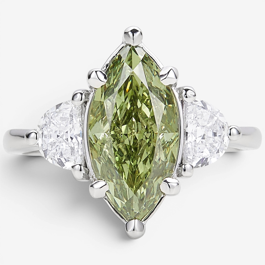 Image 130541.jpg, Product 130-541 / Price $4,999.99, EVERA Diamonds 14K White Gold 3.60 ctw Green Marquise and Half-Moon Diamond Ring from Evera Diamonds on TSC.ca's Jewellery department