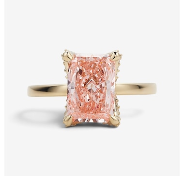 EVERA Diamonds 14K Yellow Gold 3.25 ctw Emerald-Cut Pink Diamond Ring
