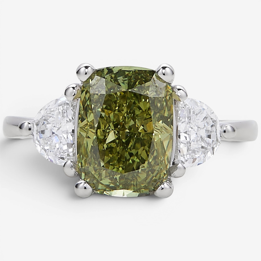 Image 130546.jpg, Product 130-546 / Price $6,299.99, EVERA Diamonds 14K White Gold 3.60 ctw Green Cushion-Cut Diamond Ring from Evera Diamonds on TSC.ca's Jewellery department