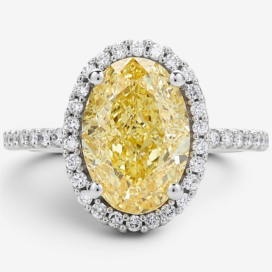 Image 130547.jpg, Product 130-547 / Price $6,999.99, EVERA Diamonds 14K White Gold Oval Yellow Diamond Halo Ring from Evera Diamonds on TSC.ca's Jewellery department