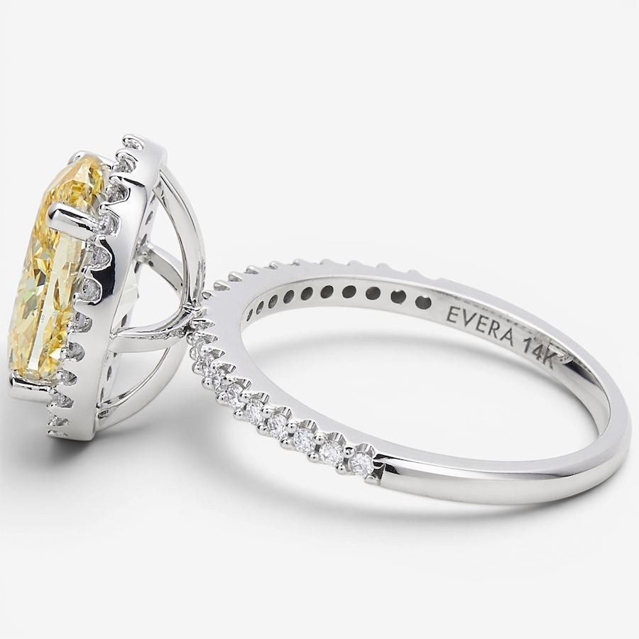 Image 130547_ALTMORE1.jpg, Product 130-547 / Price $6,999.99, EVERA Diamonds 14K White Gold Oval Yellow Diamond Halo Ring from Evera Diamonds on TSC.ca's Jewellery department