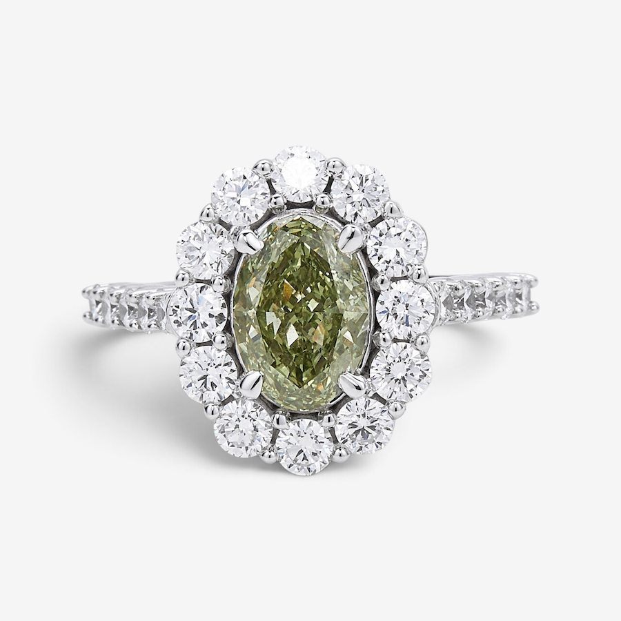 Image 130548.jpg, Product 130-548 / Price $4,699.99, EVERA Diamonds 14K White Gold Oval Green Diamond Halo Ring from Evera Diamonds on TSC.ca's Jewellery department