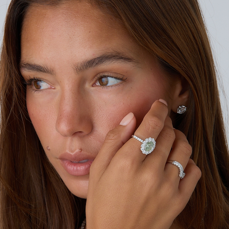 Image 130548_ALTMORE203.jpg, Product 130-548 / Price $4,699.99, EVERA Diamonds 14K White Gold Oval Green Diamond Halo Ring from Evera Diamonds on TSC.ca's Jewellery department