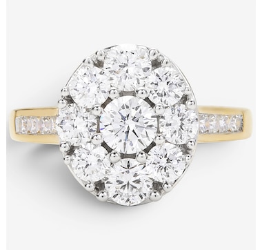 EVERA Diamonds Sterling Silver 2.00 ctw Shaped Diamond Cluster Ring