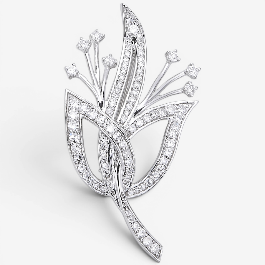 Image 130559.jpg, Product 130-559 / Price $399.99, EVERA Diamonds Sterling Silver Rhodium Plate 1.04ctw Diamond Flower Brooch from Evera Diamonds on TSC.ca's Jewellery department